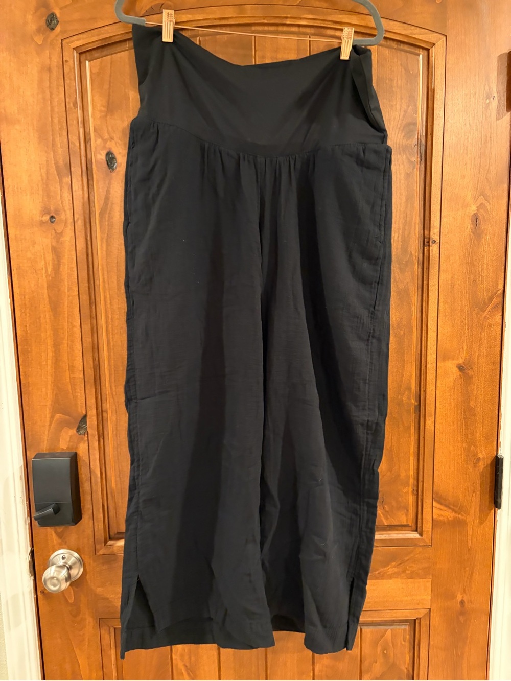 Old Navy Rollover Maternity Black Linen Blend Pants